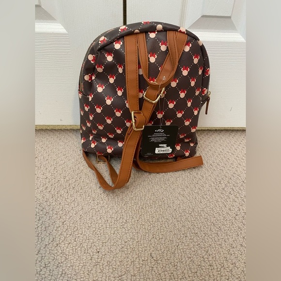Disney Minnie Mouse Brown & Black Lattice Mini Backpack NWT - Picture 7 of 10